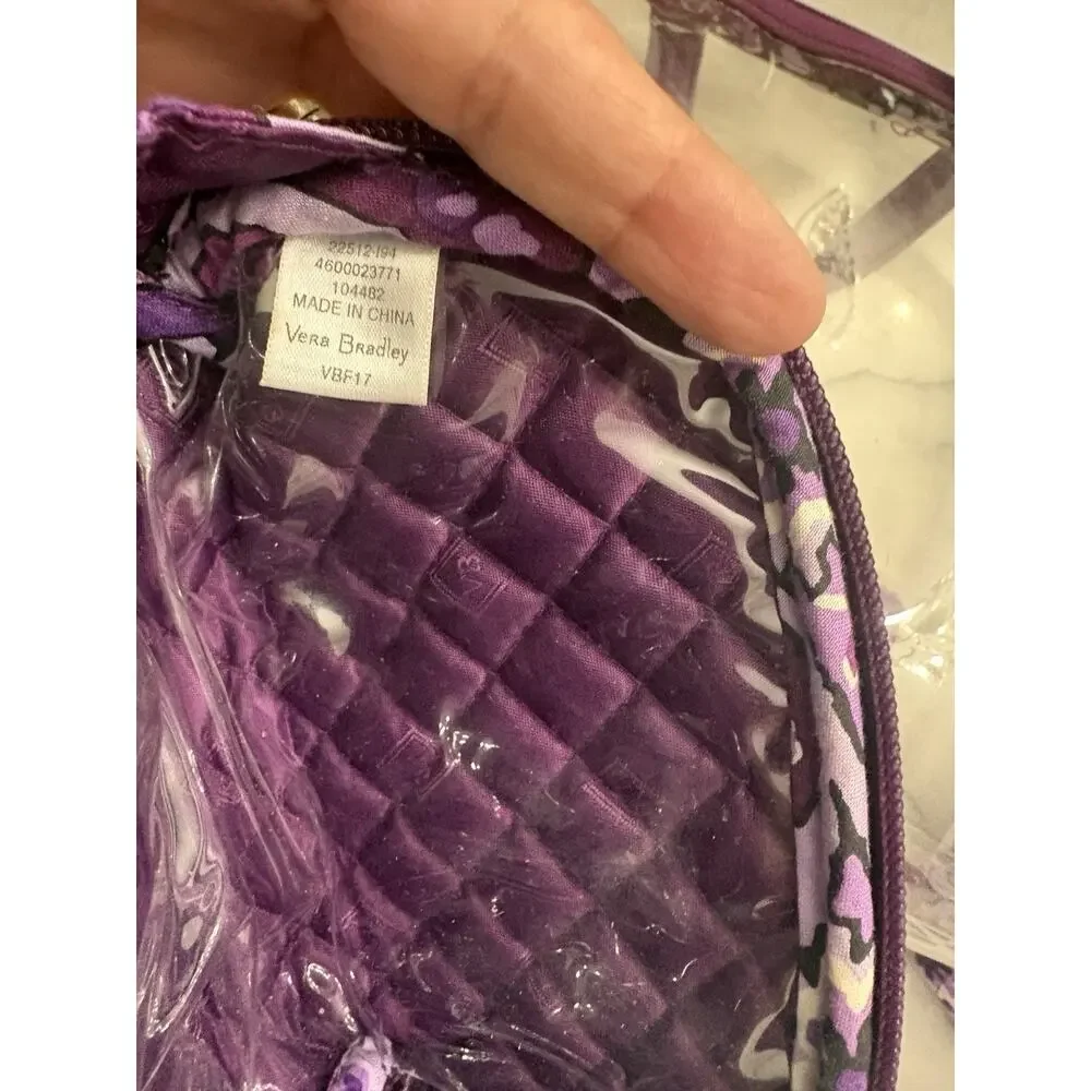 Vera Bradley Makeup Travel Set Of 3 in LILAC PAISLEY With Plastic Case
